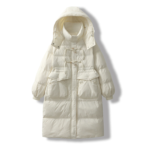 Women Fashion Long Coat Warm Winter Leather Breathable Knitted Plain Dyed Customized Color Elegant Trench Stylish Outerwear - Product Image 5