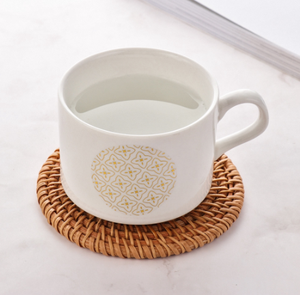 Dessous de verre en rotin et osier Tapis et tampons pour tasses à thé et cafés Dessous de verre en rotin avec logo OEM pour restaurant et hôtel - Product Image 2