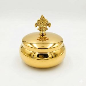 Gold Metal Decorative <b>Storage</b> <b>Jar</b> with Lid Trinket Box Airtight Container <b>for</b> Tea Sugar Jewelry <b>Kitchen</b> Home Decor - Product Image 1