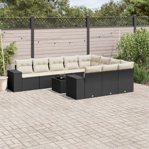 Conjunto de Muebles de Jardín de Ratán Sintético Negro Grande, Colección de Muebles para Patio - Product Image 1