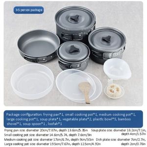 Ensemble de casseroles de camping en plein air pour 1 à 3 personnes, pliable, accessoires pour pique-nique et barbecue - Product Image 2