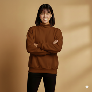 Women's Modern Oversized Mockneck Long Sleeve <b>Top</b> Relaxed Comfort Fit for Casual Lifestyle and Everyday Use - Product Image 1