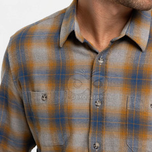 Chemise en flanelle classique pour homme, en mélange de coton doux, à carreaux, boutonnée, coupe classique, avec deux poches poitrine, fournisseur de choix. - Product Image 5