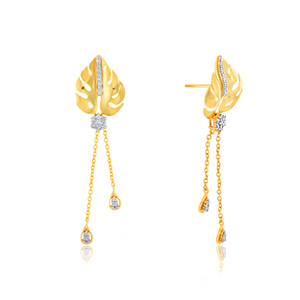 Pendientes de Diamantes Cultivados en Laboratorio en Oro Amarillo con Diamantes de Corte Redondo, Estilo Bohemia para Mujer, Joyería para Fiestas - Product Image 2