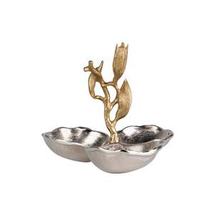 Bol à collation décoratif en laiton artisanal avec support à motif arbre pour une présentation de table haut de gamme, décoration intérieure - Product Image 2