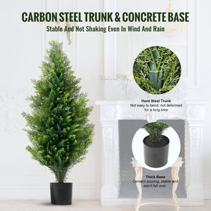 Albero Topiario Artificiale di Cedro Alto 36 Pollici con Foglie Extra, Vaso, Alberi Finti Sempreverdi di Pino e Cipresso in Materiale Plastico, 2 Pezzi - Product Image 4