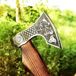 Hacha Vikinga Forjada a Mano, Hacha de Batalla de Acero de Damasco, Hacha Nórdica Hecha a Mano para Acampar, Cazar, Supervivencia al Aire Libre - Product Image 3