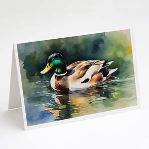 Mallard Whimsical A7 Tamaño 5x7 Tarjetas de notas en blanco Paquete de 8 tarjetas de felicitación con sobres - Product Image 1