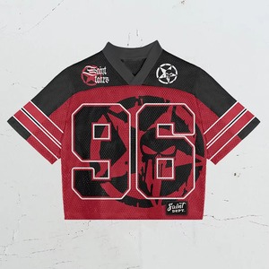เสื้อเจอร์ซีย์อเมริกันฟุตบอลแบบตาข่ายพิมพ์ลายซับลิเมชั่น ออกแบบเองได้ พร้อมโลโก้และชื่อแบรนด์ สไตล์รักบี้ สตรีทแวร์ ทรงหลวม สำหรับทุกเพศ - Product Image 3