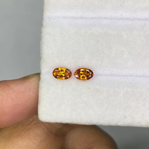 พลอยทัวร์มาลีนสีเหลืองธรรมชาติทรงรีคู่  แบบเจียระไน  ความใสสูง สำหรับทำต่างหู ขายส่ง - Product Image 1