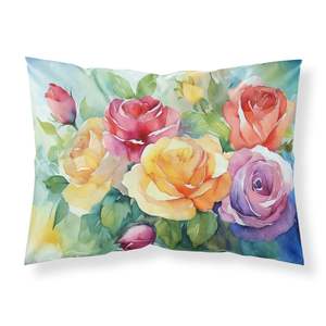 Taie d'oreiller décorative aquarelle roses légère super douce et facile à entretenir taille standard pour coussins et oreillers - Product Image 1