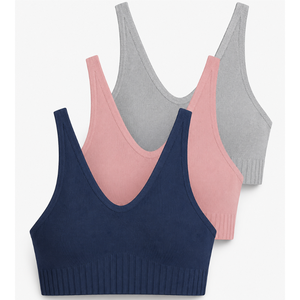 Sujetador deportivo de punto sin costuras para mujer, top corto transpirable de secado rápido, soporte medio, espalda cruzada, logotipo personalizado, ropa para correr y yoga - Product Image 1