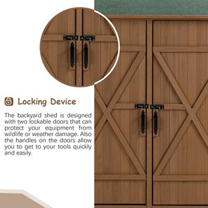 Casetta da Giardino in Metallo con Porta Lucchettabile, Ripiani Rimovibili, Tetto a Spiovente in PVC Marrone per Attrezzi e Utensili - Product Image 6
