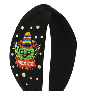 Serre-tête perlé tendance pour la Fiesta mexicaine, fait main, avec sombrero et crâne brodé, pour femmes et filles lors d'événements - Product Image 1