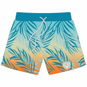 Mawra Short de bain décontracté à imprimé tropical pour homme, séchage rapide, avec cordon de serrage, taille mi-haute, pour la plage, unisexe - Product Image 1