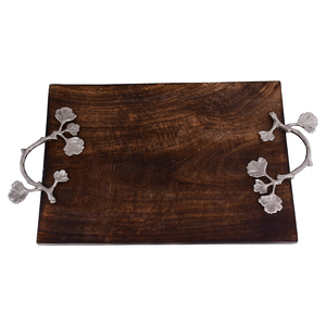 Stylish Rectangular Wooden <b>Tray</b> With Silverware Elegant Handle Hotel Ware Accessory Perfect For Serving <b>Snacks</b> Cookies On Sale - Product Image 1