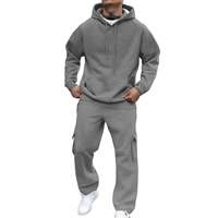 Vente d'usine : Ensemble 2 pièces pour homme – Survêtement tendance en polaire avec sweat à capuche et pantalon cargo jogger oversize avec poches