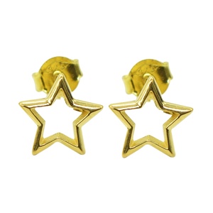 Pendientes de Plata de Ley 925 con forma de estrella lisa, pendientes ligeros chapados en oro, bonito compromiso romántico oficial, joyería delicada para boda - Product Image 1