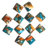 Cabochon en Turquoise Cuivrée Naturelle de Qualité Supérieure, Forme Carrée, Dos Plat, Poli, pour Fabrication de Bijoux DIY, Marque AMARA