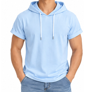 Short Sleeve Hoodies OEM ODM Custom Cotton Hooded Sweatshirt Bulk Production Manufacturer for <b>Men</b> Women Clothing Custom Hoodies - Product Image 1
