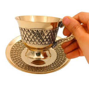 Pure Brass <b>Tea</b> Cup & Saucer <b>Set</b> of 1 <b>Antique</b> Vintage Design Pital Cup Saucer Traditional Indian Brassware for <b>Tea</b> Coffee Gifting - Product Image 6