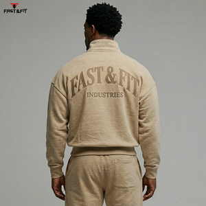 Nouveauté Hiver : Sweats à Capuche Demi-Zip en Polaire 100% Coton pour Hommes, Séchage Rapide, Prix de Gros en Promotion - Product Image 6