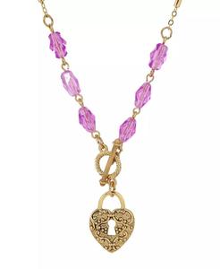 Collana con Ciondolo a Cuore in Filigrana e Perline Viola |   2028 - Product Image 1