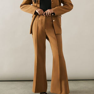 Pantalones de Moda para Mujer Talla Grande, Diseño de Cintura Alta, Pierna Ancha, Holgados, de Algodón y Lino, Estilo Campana - Product Image 6