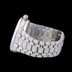 Reloj de Hombre de Moda Hip Hop con Diseño de Primera Categoría, Completamente Cubierto de Diamantes de Imitación, Caja Redonda con Números Arábigos, Diamantes de Moissanita y Oro Blanco - Product Image 5