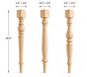 Pieds de table en bois massif robustes, style farmhouse, pour tables à manger, établis et îlots de cuisine - Product Image 2