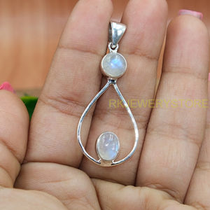 จี้สร้อยคอพลอยมูนสโตนสีน้ำเงินคุณภาพสูง ตัวจี้เงินแท้ 925 เครื่องประดับมูนสโตน ของขวัญคริสต์มาสสำหรับภรรยา - Product Image 6