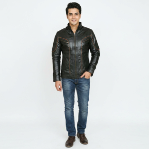 Men's Autumn Casual Motor 2026 Customized Genuine <b>Leather</b> <b>Jacket</b> ODM Vintage Style Fashion - Product Image 1