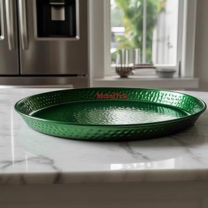 Martelé Grand Plateau De Service Décoratif En Métal Vert Couleurs Personnalisables pour Hôtel Restaurant Décor À La Maison Utiliser Vanité Organisateur Plateau - Product Image 5