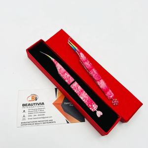 Pinzas para extensión de pestañas de 90 grados y pinzas de aislamiento Logotipo de impresión personalizado Pinzas de pestañas de agarre fuerte probadas a mano - Product Image 1