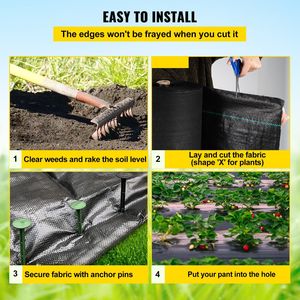 Telo Pacciamante Resistente per Giardino 5.8 OZ, 1.2m x 30.5m, Rete per Giardino, Copertura per Terreno Paesaggistico per il Controllo delle Erbacce, Tessuto G - Product Image 5