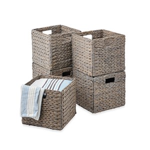 Natural Eco-Friendly Modern Water Hyacinth <b>Foldable</b> Storage <b>Basket</b> Handwoven Laundry Organizer Home Dcor Bedroom Neatening - Product Image 1