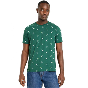 Camiseta Verde Estampada para Hombre, Informal, de Manga Corta, 100% Algodón, Transpirable, de Secado Rápido, con Estampado de Raqueta de Tenis, Deportiva, Gráfica, de Verano - Product Image 5