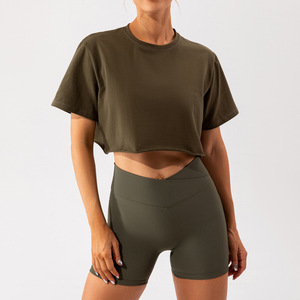 <b>Men</b> Cropped Top Short Sleeves Outdoor T-Shirt Soft Jersey Gym Fitness Training Outerwear Wicking Running Sport Yoga Quick Dry - Product Image 3