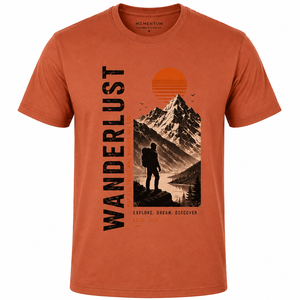 Camiseta de Manga Corta Beige para Hombre Wanderlust, Cuello Redondo, Corte Regular, Algodón Jersey, Casual, Estampado por Transferencia Térmica, Transpirable - Product Image 1