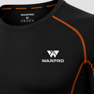 Warpro Men's <b>Compression</b> Rash Guard Short Sleeve Black Orange Quick Dry Spandex Polyester Workout <b>Shirt</b> Adult Size M - Product Image 5