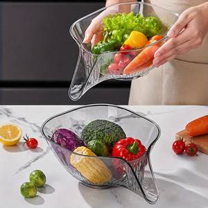 Premium Transparent Drain Basket for Fruits & Vegetables with Easy Water Flow Design - Product Image 1