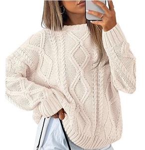 Cardigans en maille jacquard gaufré couleur unie pour femme, coupe décontractée, épaules tombantes, grandes tailles, respirants, pour l'automne - Product Image 5