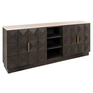 Modern Eco-Friendly Handmade <b>Wood</b> <b>Living</b> <b>Room</b> <b>Cabinet</b> with Geometric Pattern Open Shelves Space-Saving Design <b>for</b> Storage - Product Image 1
