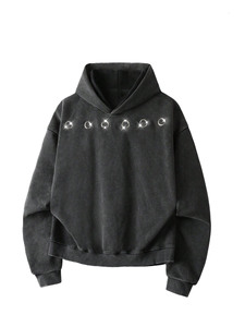 Sudadera con Capucha de Moda con Pedrería Termoadhesiva, Transpirable, de Algodón Pesado 100%, Prenda Lisa para OEM, Top con Logotipo Personalizado - Product Image 2