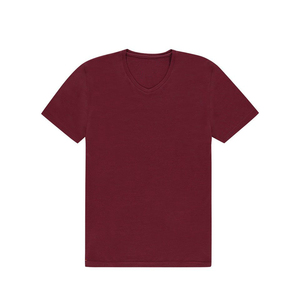 เสื้อยืดคอกลมแขนสั้นผู้ชาย สีแดง ผ้าฝ้าย ทรงพอดีตัว สไตล์ลำลอง ผ้าถัก สีพื้น - Product Image 3
