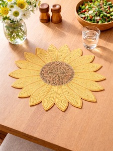 Premium Sunflower Shaped <b>Beaded</b> <b>Placemat</b> Handmade Table Centerpiece Decorative Dining And Home Accent - Product Image 1