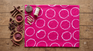 <b>Pink</b> Hand Block Printed Pure Cotton Eco-Friendly Lightweight Fabric Circular Pattern Textile for Bags <b>Purses</b> Totes Boys Girls - Product Image 4