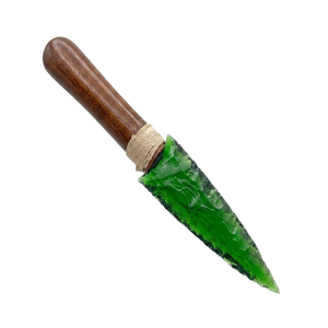 Couteau à manche en obsidienne verte cristalline, lame sculptée à la main en forme de pointe de flèche, décor spirituel, décor sorcelier, grossiste - Product Image 3