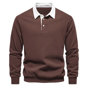 Camisa Polo de Manga Larga para Hombre, Tejida, Color Negro Sólido, Diseño Casual con Botones, Tela de Algodón Antiarrugas, Camisa de Manga Corta a la Moda para Hombre - Product Image 4