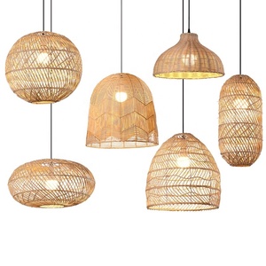 Large Hand-Woven Wicker Modern Decorative Ceiling Hanging Rattan Pendant <b>Light</b> for <b>Dining</b> Room Restaurant - Product Image 1